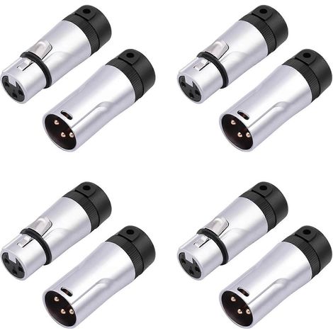 Adaptateur de soudage XLR compact 4 broches mâle/femelle pour microphone, avec connecteur XLR à 3 broches coudé à 90° et borne XLR à 3 broches (1/5)