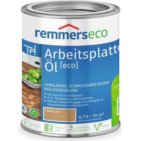 Remmers Arbeitsplatten-Öl [eco] farblos, 0,75 Liter, Arbeitsplattenöl für wasserbelastete Küchenutensilien, Arbeitsplatten, Tische und Möbel (1/5)