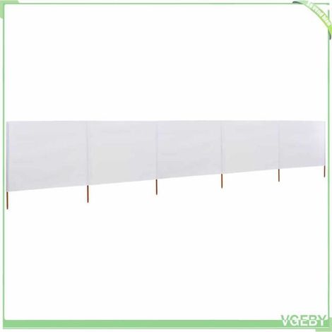 Paravent 5 panneaux - FAFEICY - 47160 - Blanc sable - 600 x 120 cm - Tissu non-tissé & bois (1/5)