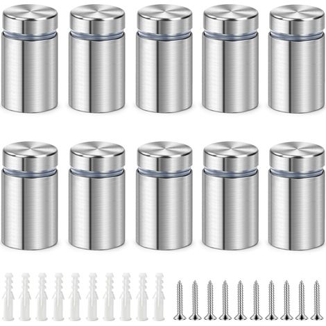 Entretoises de Verre 19 x 25 mm, Inox, Supports pour Panneaux, 10 Pièces (1/5)
