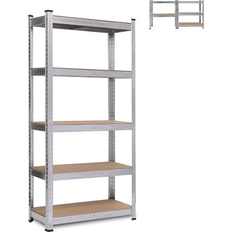 Étagère à Charge Lourde, 5 Niveaux, HxLxP 150 x 75 x 30 cm, supporte jusqu’à 875 kg, métal, cave, garage-Argenté