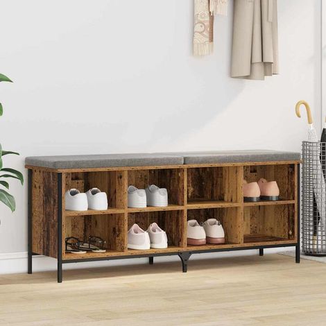 Schuhschrank Altholz 131 x 35 x 50 cm Verbundholz und Eisen