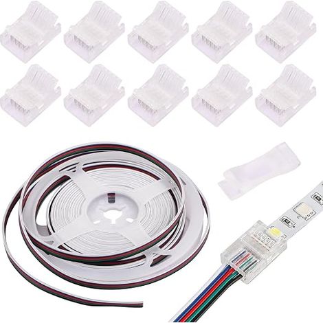 5M 5 Pin LED Strip Extension Cable 12mm+10pcs LED Strip Lighting Connector, Seamless LED Connector and 5 Meter Cable 5 Pin RGB LED Strip Connector Kit 12mm (1/5)