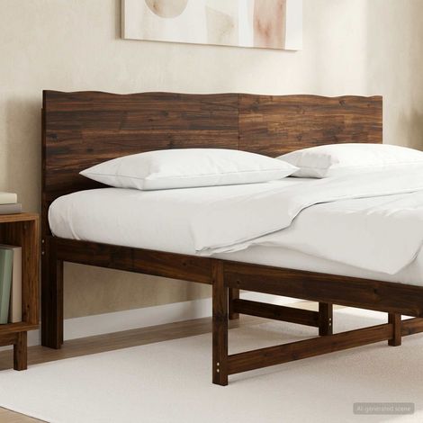 vidaXL Tête de lit en bois brut ROSTOCK Marron foncé 200 cm (1/5)