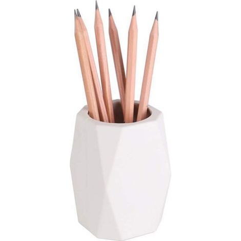 Pot à crayons en silicone, forme géométrique, pour bureau, papeterie, porte-pinceaux de maquillage (blanc), 1 paquet, 6,7 cm (1/5)
