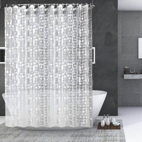 Semi-Sheer Shower Curtain Anti-Mildew Washable Bathroom Waterproof EVA 3D Shower Curtain with 12 Hooks for Bathroom Home (1/5)