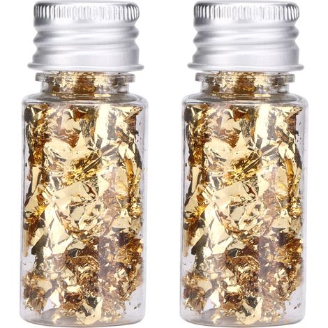 Lot de 2 bouteilles paillettes or, décoration gâteau, accessoire cuisine, usage bar restaurant (1/5)
