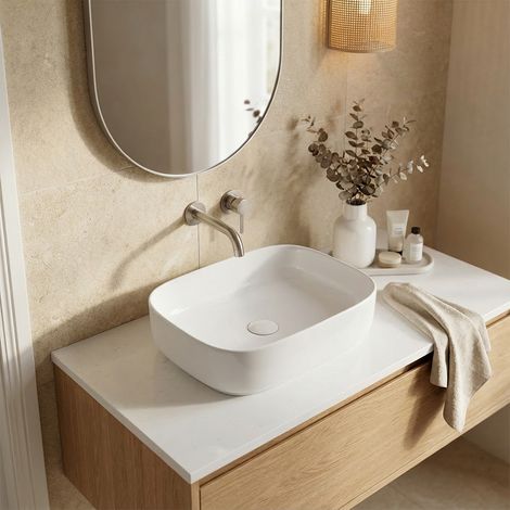 Ceramia PixL 49,5 x 37 x 13,5 cm lavabo da appoggio Infinitio, senza troppopieno, bianco lucido (CEPX4937) (1/5)