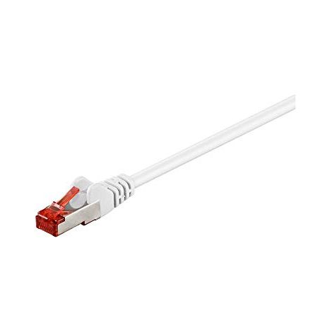 CAT 6 cavo patch S/FTP (PiMF), bianco, 10 m, conduttore di alluminio placcato di rame (CCA). Lunghezza del Cavo 10 m (1/2)