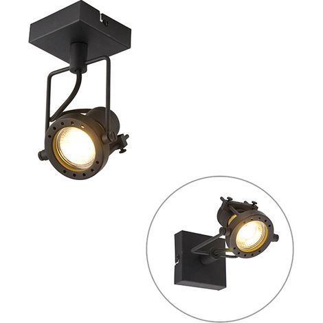 Industrial Ceiling Spotlight Black Adjustable GU10 50mm - Suplux