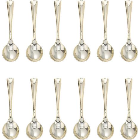 80 Mini-Löffel, Kunststoff-Kuchenlöffel, Einweg-Dessertlöffel, Eiscremelöffel für Zuhause, Geschäft, Party, Goldfarben-9.8X3CM-Golden 80pcs