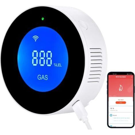 Tragbarer WLAN-Erdgasdetektor, kompatibel mit der Smart-App Tuya, Methangassensor mit 85 dB Sprachalarm und optischer Gaskonzentrationswarnung (1/4)