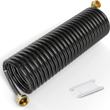 7.5m PU Recoil Garden Water Hose With 3/4" GHT Brass Fittings Retractable, Swivel Female For Boating, Pool & Spa, RV, Home And Garden (1/5)