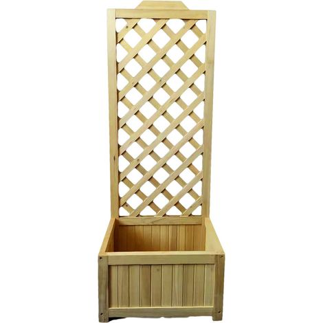 Fioriera da Giardino con Traliccio 45x30x120 cm in Legno Naturale