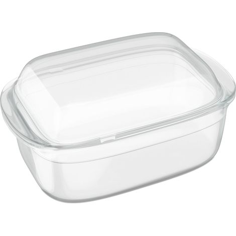 Relaxdays Bandeja de Horno, Cazuela Cristal con Tapa, 4,5 L, Lasañera Vidrio, Apta para Lavavajillas, Transparente (1/5)