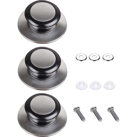 Sollbry 3 Pieces Pot Lid Handle Poignée de Couvercle de Casserole,Bouton de Couvercle Convient pour Poignée de Couvercle en Verre Couvercle de Casserole en Acier Inoxydable Ouchons Poignées de Cuisine (1/5)