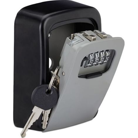 black/silver 117x82x37mm Secure key box, 4 digit code, wall mounting, key storage