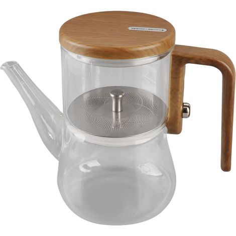 Théière en verre borosilicate 760ml avec infuseur magnétique, séparation eau-thé, poignée anti-brûlure, design transparent élégant pour infusion parfaite (1/5)