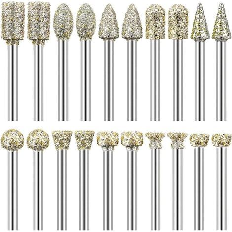 Diamantfräser, 20er-Pack, 1/8"-Schaft, kompatibel mit Dremel zum Schnitzen, Heimwerken, Schleifen, Polieren und Gravieren (1/4)