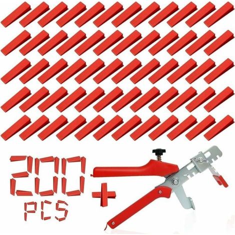 Kit de Système de Nivellement Leveller de Carrelage pour Outils de Construction de Murs en Céramique (200 Cales + 1 Pince) (1/5)