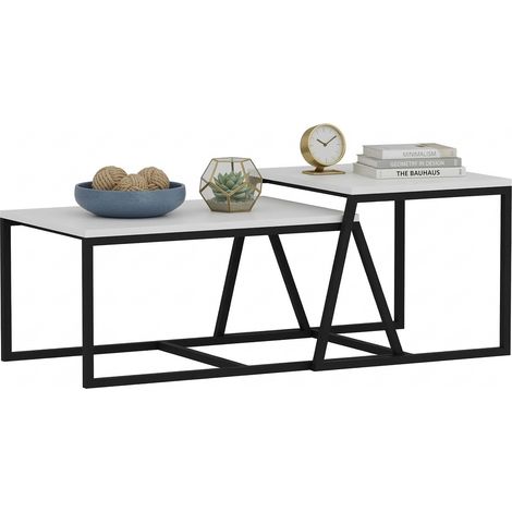 Salontisch Urbania, modular, rechteckige Form, Gestellfarbe Schwarz, 75x50x38h cm Weiß