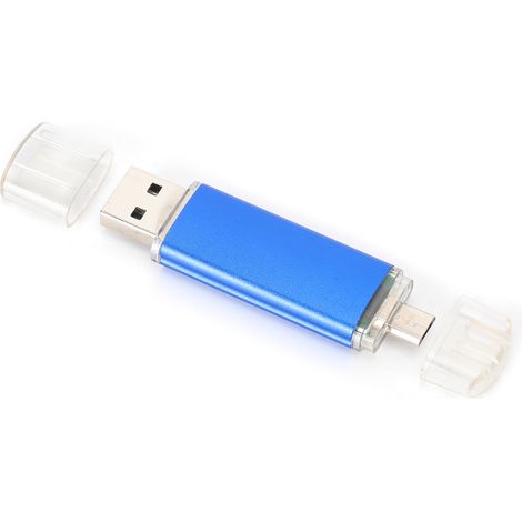 Mini-USB-Stick mit zwei Schreib-/Endköpfen, metallisch-hellblau, OTG-fähig, 4 GB, CW10050 (1/5)