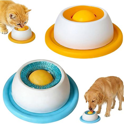 Lot de 2 jouets pour chien - Tapis anti-fuite en ABS pour chien - Balle à lécher - Nourriture humide - Avec tapis antidérapant - Balle à lécher pour chien - Gamelle avec boule rotative (1/5)