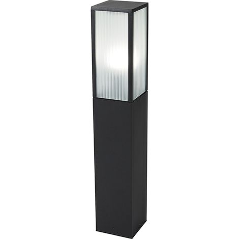 QAZQA Palo da giardino charlois - Moderno - Alluminio,Vetro - Nero - Oblungo E27 Max. 1 x 8.5 Watt