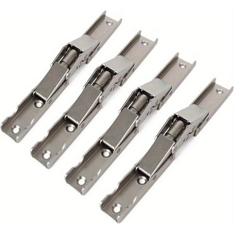 Lot de 4 Charnières Pliantes sans Perçage 90°/180° en Métal Robuste Matériau à Ressort Plat pour Portes et Meubles, Style Classique (1/4)
