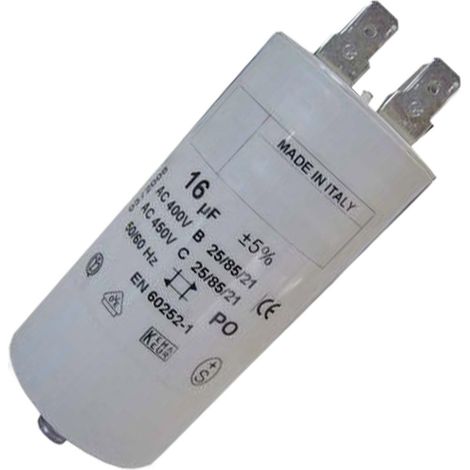 Ersatzteil - Kondensator 16mF 450V -  - GORENJE, FIRGIDAIRE, ELECTROLUX, FAGOR, ASPES, EDESA, AEG, VEDETTE, 2I MARCHI, ARTHUR MARTIN, LADEN, RADIOLA, ARISTON HOTPOINT, IGNIS, PROLINE, WHIRLPOOL, FAURE