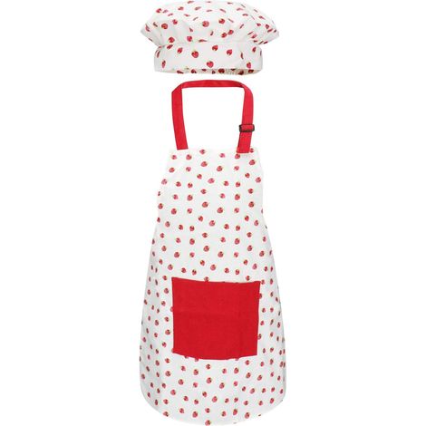 Tablier et toque de chef pour enfants - Tablier de cuisine mignon pour enfants avec sangle de cou réglable et poches - Pour garçons et filles - 2 tailles (1/5)