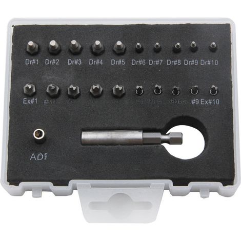 Outil de démontage de vis coulissant S2 en boîte plastique transfrontalière de 22 pièces, compatible avec différents embouts (boîte de 22 pièces en plastique). (1/5)