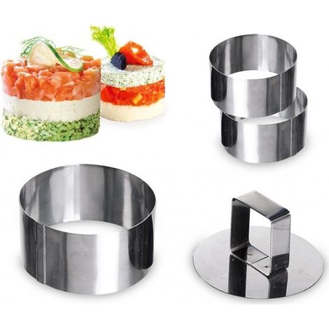 702207 Set de 3 emporte-pièces ronds en acier 8cm avec poussoir GRAND CHEF