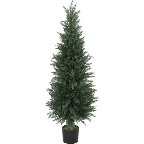 Plante artificielle cyprès 638 feuilles plastique résistante UV vert avec pot