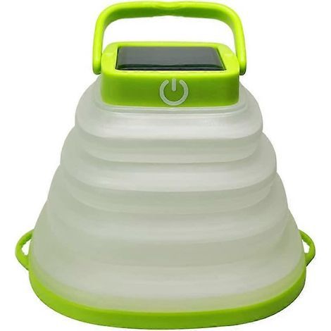 Lanterne de camping solaire pliable à LED, 3 modes de gradation, 2 en 1, rechargeable par USB, pour le camping, la maison, la randonnée, la pêche et les situations d'urgence (verte) (1/5)