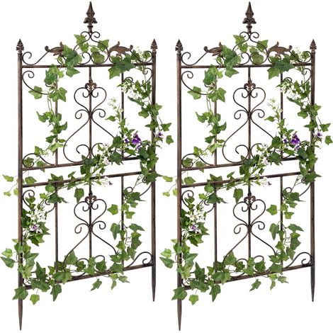 Set de 2 Celosías Myrte  Espaldera Decorativa de Metal para Plantas Trepadoras Marrón
