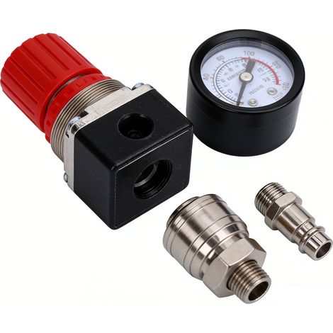 Druckschalter-Steuerventil für Luftkompressoren, 4-Wege, 175 PSI, mit Manometer. (1/5)