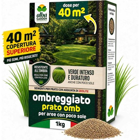 Semi Prato Ombreggiato - Sementi Erba per Tappeti Erbosi per Aree all'Ombra con Esposizione Limitata al Sole - Rapida Crescita per 40m² x 1 Kg (1/5)