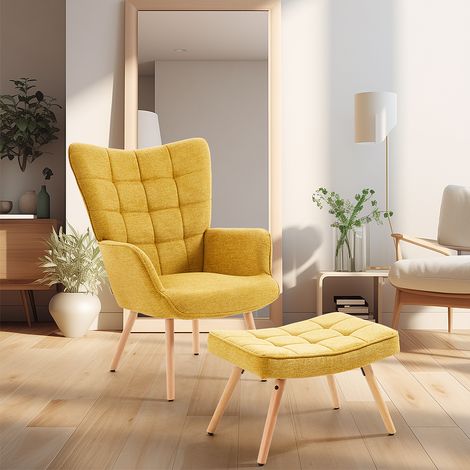 Tufted Armchair with Footstool (1/4)