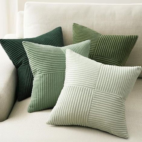 Housse Coussin 40x40 Vert Clair Moulin à Vent Decoration Canape Salon Maison Interieure Lot de 4 Chambre Enfant Lit Jardin Déco Scandinave Velours Côtelé (1/5)