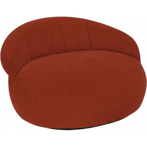 Pouf XXL déhoussable en velours côtelé BANANAIR 110x100 cm rouge brique (1/5)