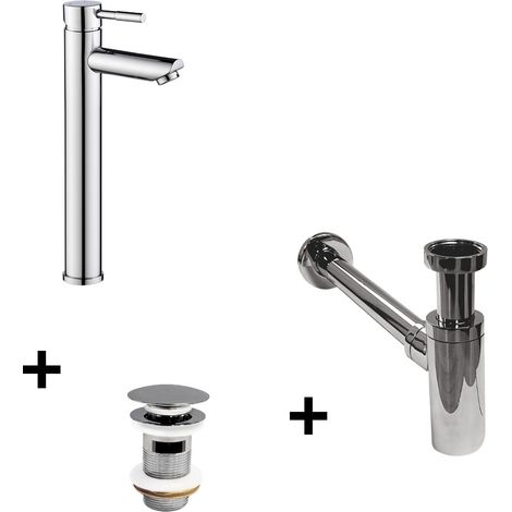 TAP Wasserhahn mit hohem Auslauf + CLINT Abfluss + SIMON Siphon