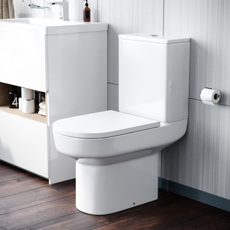 Anna Stylish Round Rimless Close Coupled Toilet With Soft Close Seat (1/5)