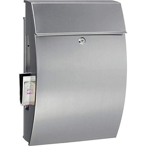 Stainless Steel Letterbox with Doorstop, Hamburg 3815 Ni, Stainless Steel, Slot Size: A4, Fully Galvanized (1/5)