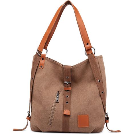 Sac à dos multifonctionnel de voyage de loisirs pour femmes en toile (marron foncé),