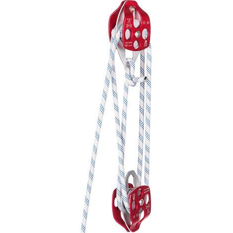 Utilisation facile, bloc à double poulie avec corde tressée 12 mm x 46 m, résistance à la rupture 35 kN (1/5)