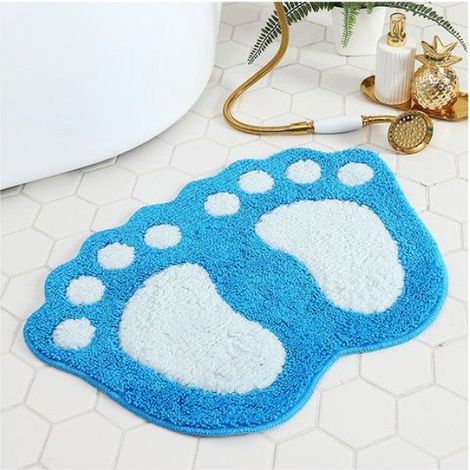 1 Tapis de bain, motif pieds, antidérapant, polyester, latex, 40x60 cm, salle de bain (1/5)