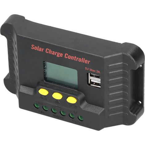 Solarladeregler mit LCD-Display und USB-Ladefunktion für Mobiltelefone, 12/24 V Straßenbeleuchtungsregler, 20 A (1/5)