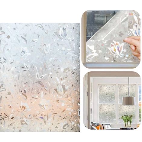 Film adhésif pour vitrage 45 cm x 2 m - protection anti-regard statique sans colle, motif tulipe (1/5)