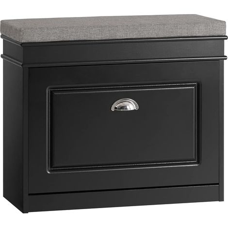 SoBuy Hallway Shoe Bench Shoe Rack Shoe Cabinet Black,FSR82-K-SCH